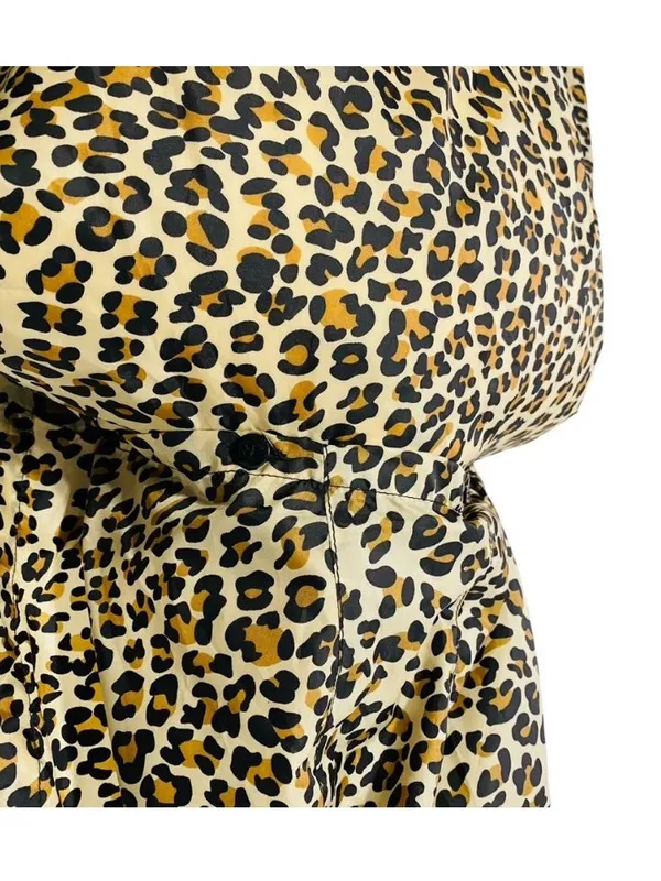 VINTAGE AQUA STOP Leopard Longline Rain Jacket Tan Size L - Image 5