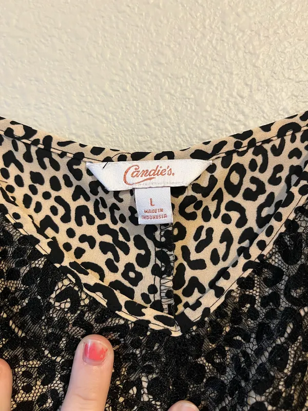 Candies leopard Print top with black lace Multiple Size L - Image 3