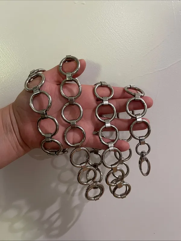 Silver Tone Metal Ring Chain Belt - Image 6