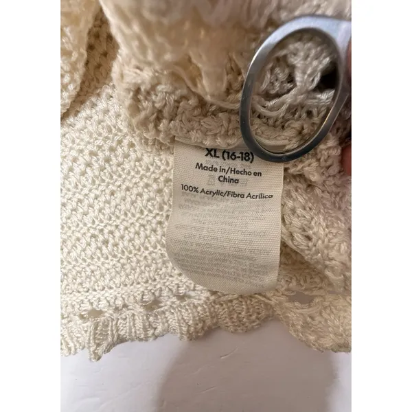 No Boundaries Sweater‎ Tank Top Cropped Women Size XL Cream Boho Indie Peasant - Image 5