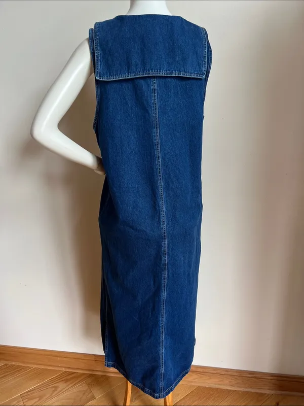 Casual Corner Denim Sailor-Style Maxi Dress cottagecore granny pie vibes - Image 5