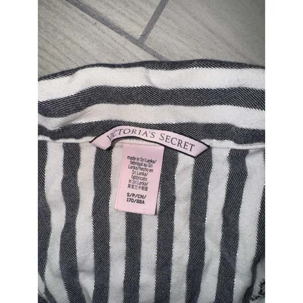 Victoria's Secret Pajama Set Small Navy White Stripe Metallic Shimmer 2pc S - Image 3