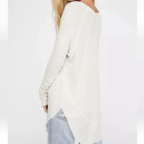 Free People We The Free Thermal Long Sleeve Top Size Small white Cochineal Knit - Image 2