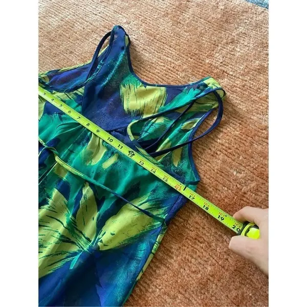 Mossimo Blue & Green Watercolor Chiffon Sleeveless Maxi Dress With Slip S - Image 7