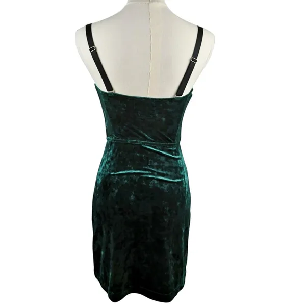 Urban Outfitters Bella Bustier Green Velvet Corset Mini Dress 90s Indie Alt - Image 5