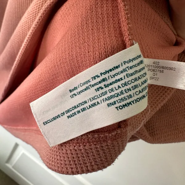 Tommy John‎ Womens Zen Waffle Knit Tee Short Sleeve Light Mahogany Pink Large - Image 4