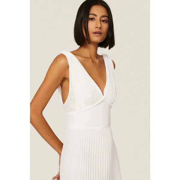 TOME White Accordion Pleated Sleeveless Flowy Bridal Maxi Dress Size 6 - Image 3