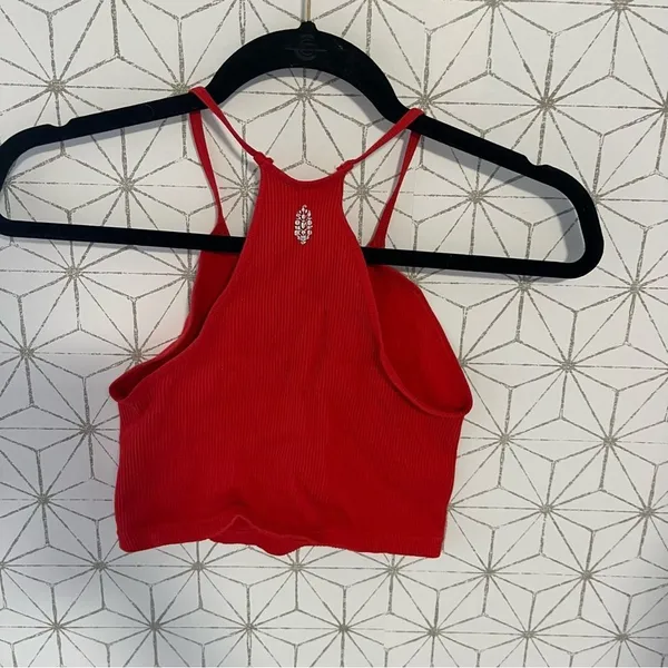 Free People Red Ribbed Tank - Image 3