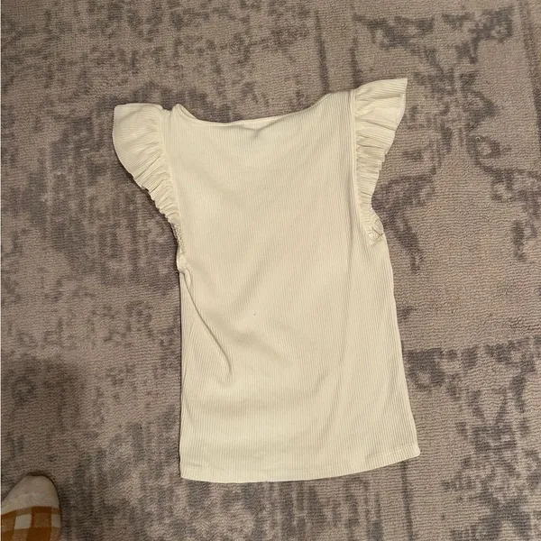 J. Crew Ivory Ruffle Sleeve Tee - Image 2