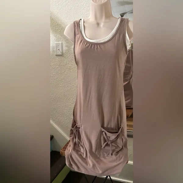 Brown Tank Dress with Front Pockets Size S NWOT - Image 2