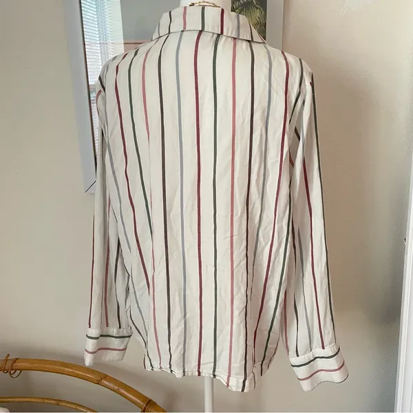 Cozy Earth Woven Long Sleeve Pajama Top Cottage Stripe Size Medium - Image 8