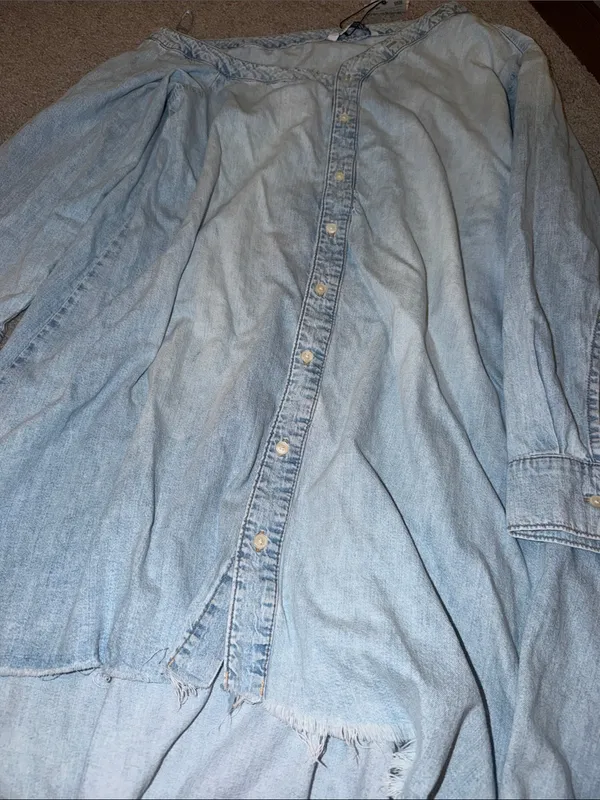 Zara Light Wash Denim Off-the-Shoulder Shirt Dress/Tunic XL NWT - Image 5