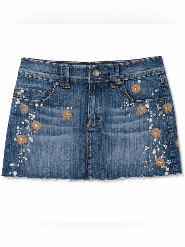 Bejeweled Denim Skirt Blue - Image 2