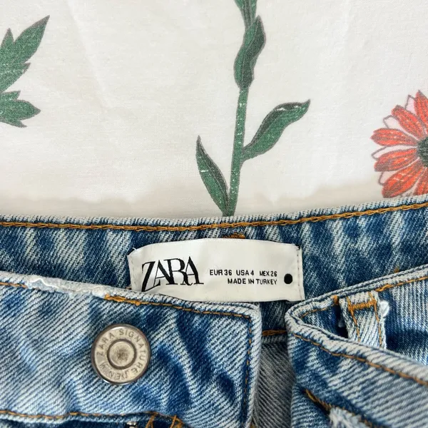 Zara Blue Distressed Jean Shorts - Image 2