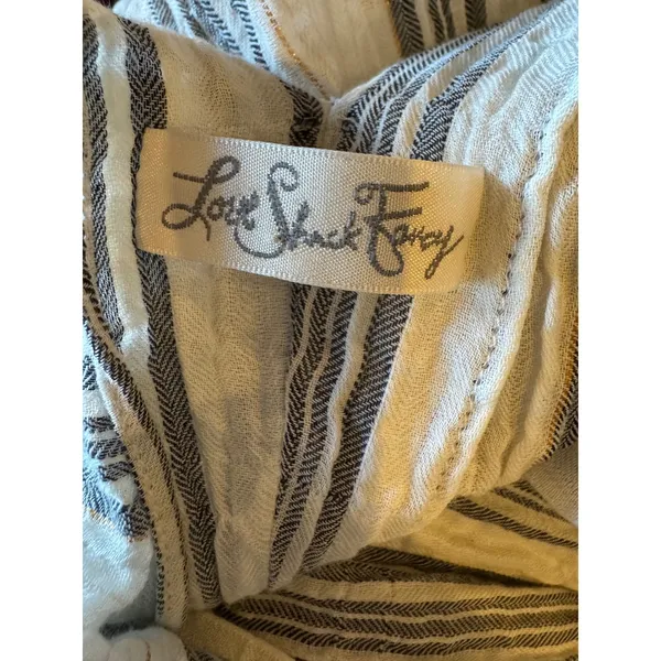 LoveShackFancy Dress Women XS Ivory Gray Striped Georgica Maxi Luxury‎ Boho - Image 11