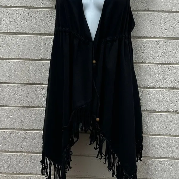 Wet Seal Y2K Festival Black Fringe Vest size M - Image 7