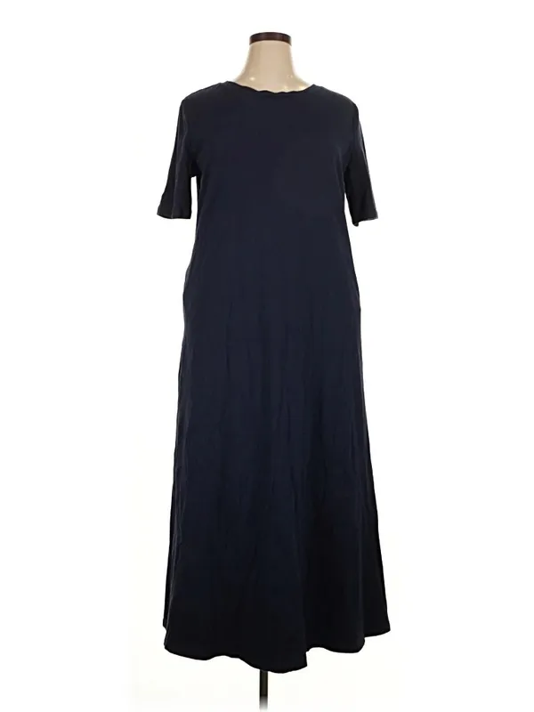 Boutique Merokeety Womens Navy Blue Short Sleeve T-Shirt Maxi Dress with Pockets XXL - Image 2