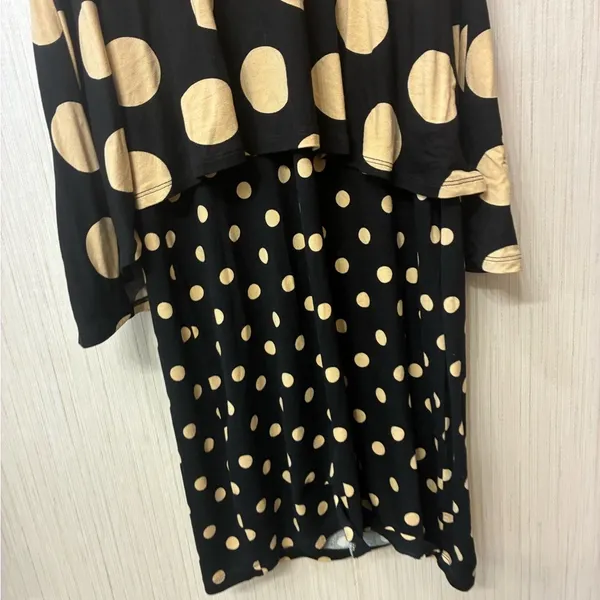 Maeve by Anthropologie Womens Davina Polka Dot Midi Dress V-Neck Black Tan XS‎ - Image 5