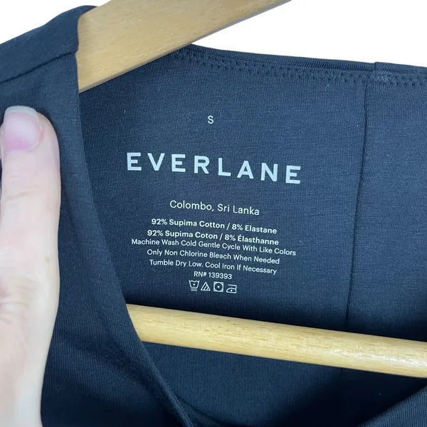 New Everlane The Short-Sleeve Crew Neck Bodysuit Black Thong Size Small - Image 12