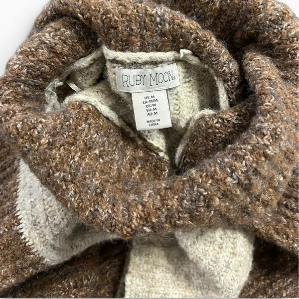 Ruby Moon Womens Brown Cream Colorblock Turtleneck Knit Sweater Size M RN75343 - Image 2
