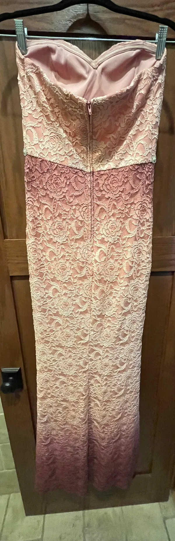 Pink Floral Sparkly Strapless Dress - Image 4