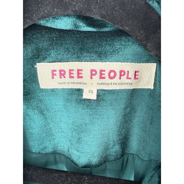 Free People Velvet Ashby Double Breasted Blazer Emerald Green XS Holiday - Image 7