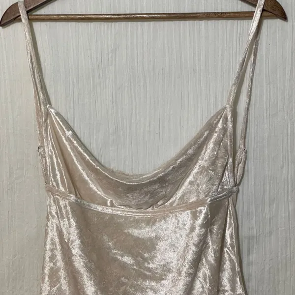 Free People Intimates Small All Night Velvet Camisole Champagne Cowl Neck - Image 4