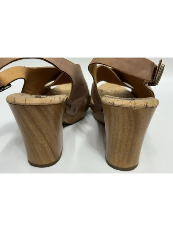 Korks KORK-EASE Platform Block Heel Leather Upper Wedge Sandal 9/40.5 Nude Tan - Image 8