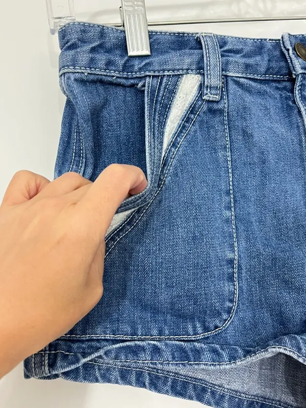 Free People Size 2 Blue Denim Shorts with Lace Trim - Image 2