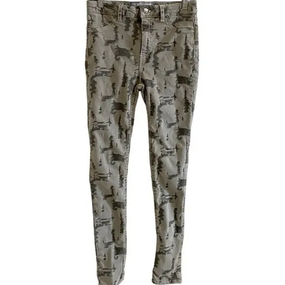 Free‎ People Women's Green Long and Lean Edgy Camo Skinny Denim Jeans - 27 - Image 7