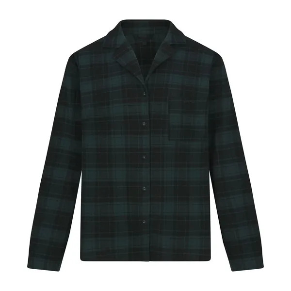Skims Women's Green Long Sleeve Button Up Plaid Sleep Flannel Shirt Top Size M - Image 4
