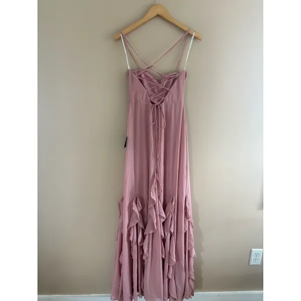 Lulus Priela Pink Ruffled Lace-Up Maxi Dress Size XL Whimsical Formal Wedding - Image 5