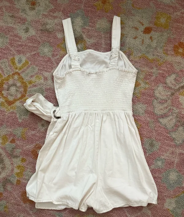 Sincerely Jules White Square Neck Tie-Waist Romper - Image 3