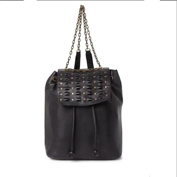 Frye Jade‎ Studded Leather Backpack, ADJUSTABLE Chain/Leather Strap, Black, NWT - Image 2