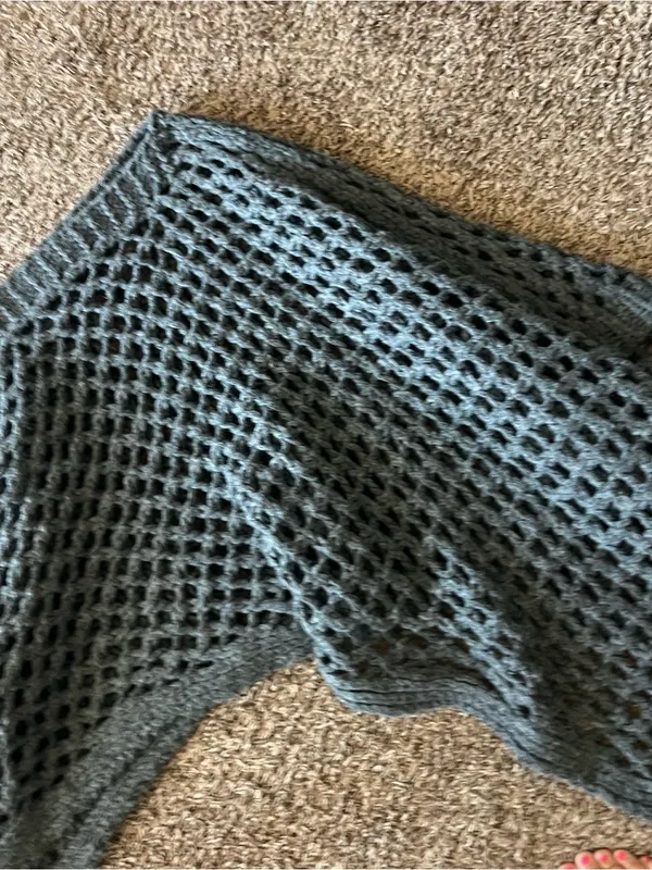 Zara Charcoal Gray Fuzzy Knit poncho - Image 2