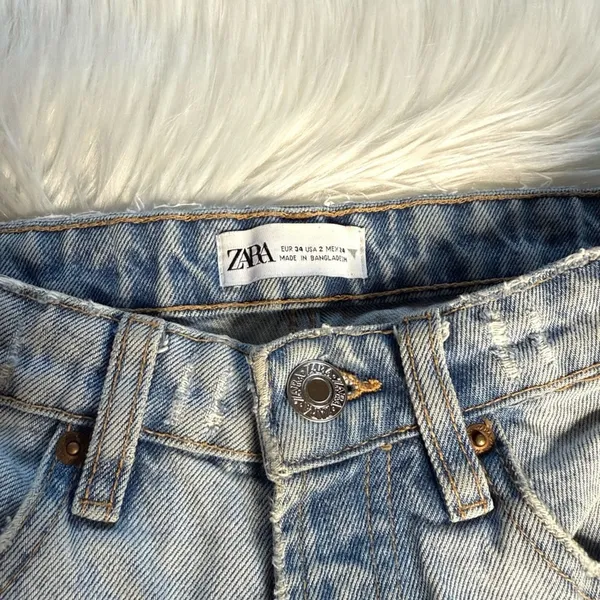 Zara Light Wash High Rise Straight Leg Jeans - Image 3