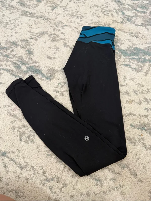 Lululemon Vintage Low Rise Leggings Teal Waistband Size 4 Y2K - Image 4