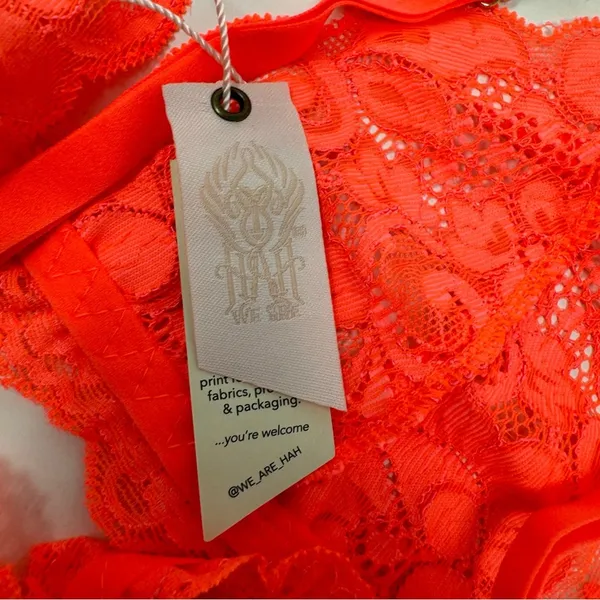 We Are HAH Chi‎ Bralette Fried Salmon Pink Floral Lace Sheer Adjustable XS NEW - Image 13