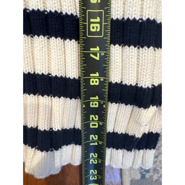 Abercrombie & Fitch Womens Cream Navy Striped Ribbed‎ Mock Neck Sweater Medium - Image 6