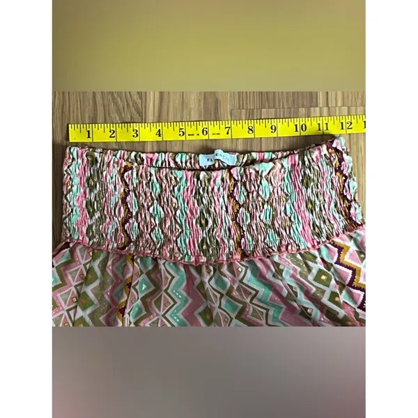 Silk Blend Wide-Leg Pants Pink Earth Tone Geometric Print Bohemian Resort Wear - Image 6