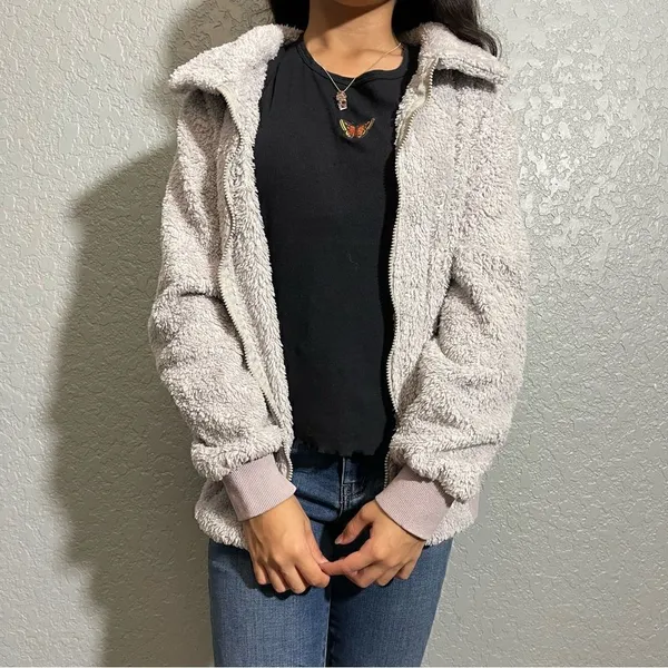 Fuzzy Teddy Jacket Gray Size L - Image 11