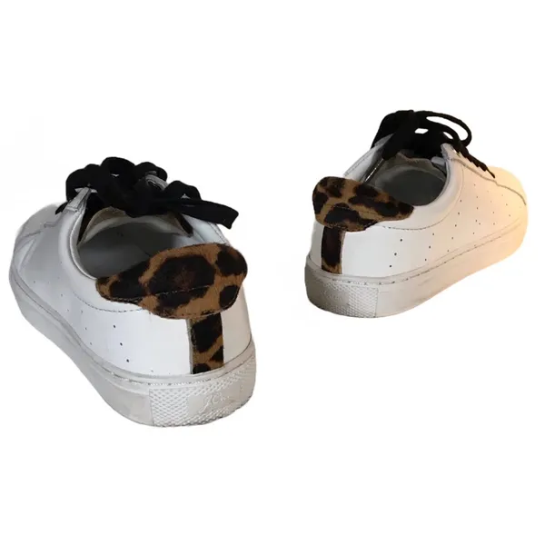 J. Crew "Saturday Sneakers" White Leather & Animal Print Accent Sneakers (6.5) - Image 6