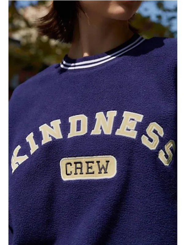 THE MAYFAIR GROUP kindness crewneck teddy fitted crewneck in blue - Image 3