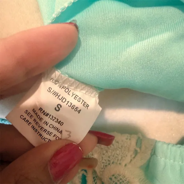 Hot & Delicious Dress Womens Size S Aqua Blue Strapless Lace Overlay Mini Boho - Image 3