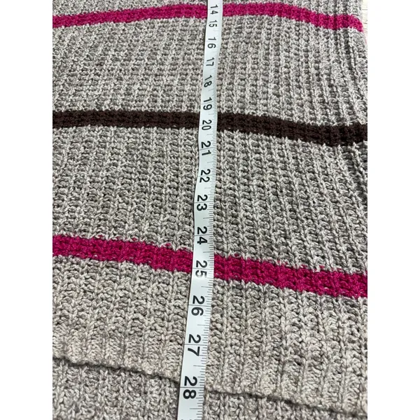Free People Oversized Loose Knit V-Neck Sweater Size Large Striped Pink Brown - Image 4