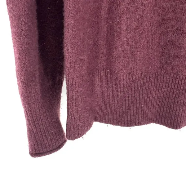 J.Crew Merino Alpaca Blend Mock neck Puff Sleeve‎ Sweater Maroon Size Medium - Image 3