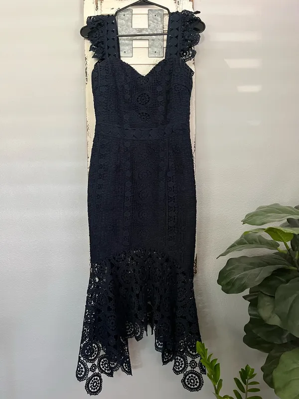 Two Sisters The Label GISELLE DRESS - STEEL BLUE LACE DRESS size 4 - Image 4