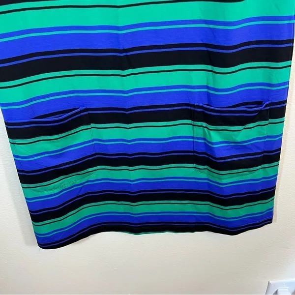 ✨ Amanda Uprichard Women’s Purple‎ Green Black Striped Shirt Dress P - Image 4