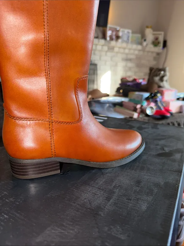 INC Fawne Leather Knee‎ High Boots cognac Brown Size 5.5 - Image 7