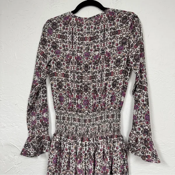 Shoshanna Purple Paisley Silk Dropped Waist Mini Dress Womens 0 Boho Coquette - Image 13